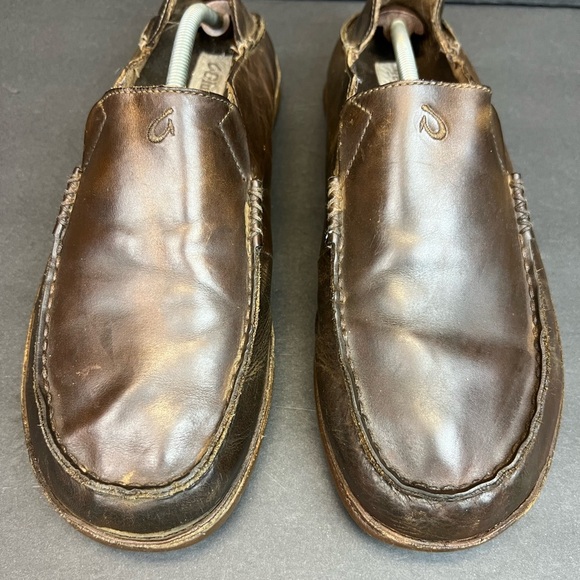 OluKai Dark Brown Leather Slip-Ons Mens Size 11 - Picture 6 of 10